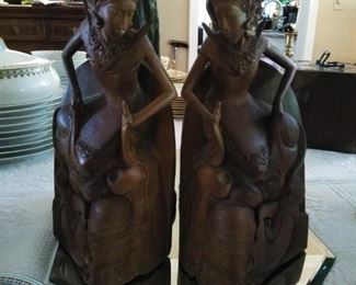 Pair of Balinize wood carved dancers