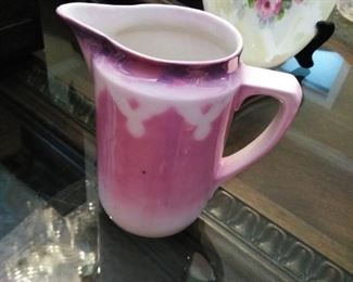 German luster ware pink pitcher