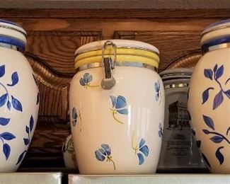 Blue and white ceramic jars