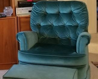 Deep turquoise rocker with matching ottoman