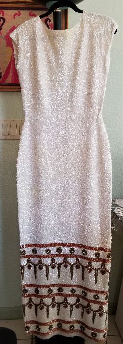 Handmade beautiful sequined vintage holiday gown. Gorgeous for a Christmas or New Year's dress. So Hollywood! This gown belonged to the owner's mother and the owner is 87 years old.