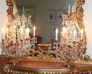 Brass and Crystal Candelabras
