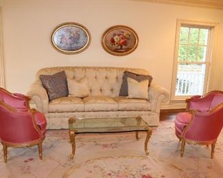 Quality Living Room Furnishings and Art with Rug