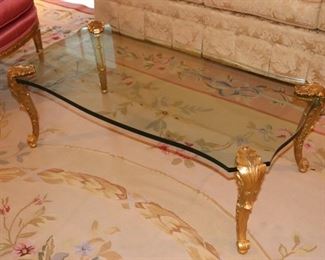 Metal & Glass Coffee Table with Claw Feet