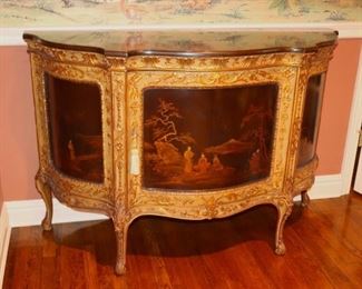 Stenciled Demi-Lune Cabinet