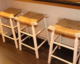 3 Counter Height Stools with Caned Seats