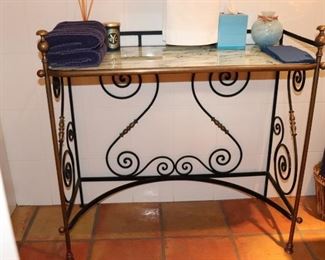 Antique French Wrought Iron Table Base and Granite Top