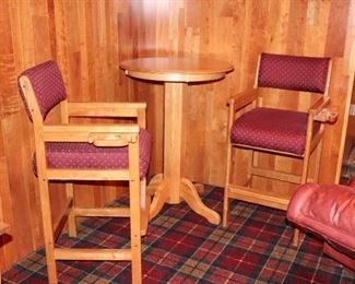 Wood Bistro Set with Bar Height Round Table and 2 Matching Chairs