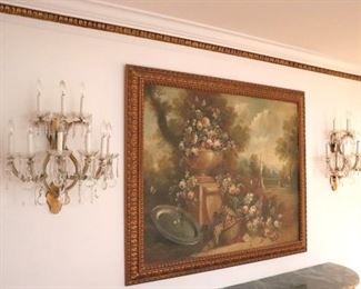 Fine Art and Pair of Wall Sconces