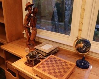 Globes and Game Board with Statuary