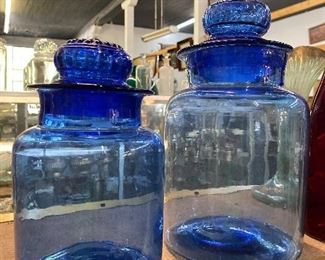 Cobalt apothecary jars