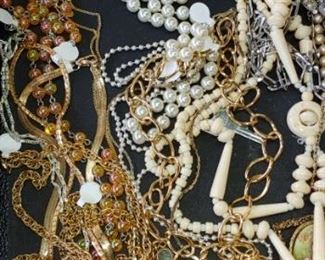 Large amounts of vintage costume jewelry & real jewelry.
Due to the vast amount of jewelry all of it is not priced. Pick out the pieces you want, I'll price them.. we will agree on a price & they'll be bagged up and sent to the cashier with a total. Thank you for understanding. Kelly
