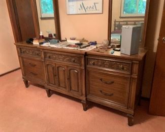 Large Wood Dresser with 2 Mirrors