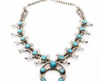 Lot 1. Navajo Squash Blossom Necklace