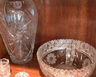Crystal vase, bowl