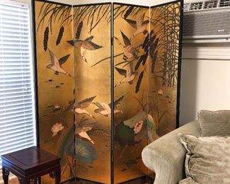 Gilded 4 panel room divider/screen