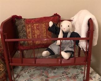 Antique metal doll bed
