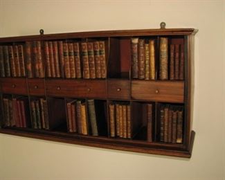 Vintage wall-mounted bookcase, Vintage books