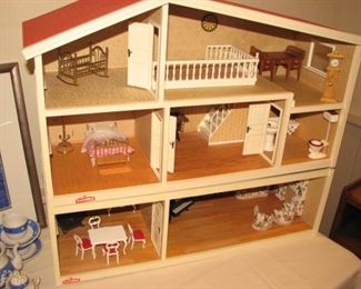 Vintage doll house, doll house furniture
