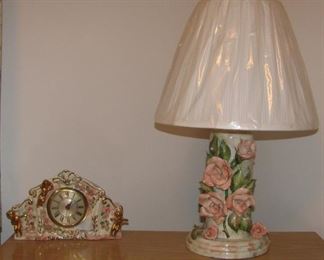 Porcelain Clock and Lamp