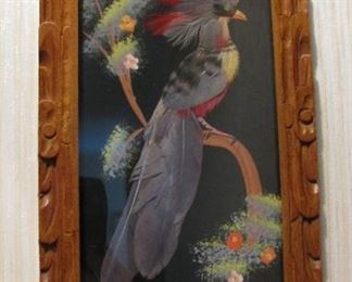 Beautiful Vintage Bird made with Feathers