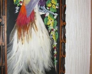 Vintage White Tail Bird made with Feathers