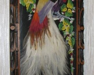 Vintage White Tail Bird made with Feathers
