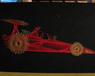 Vintage Yarn Art Race Car