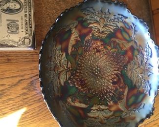 Huge Fenton Stag & Holly console bowl-mint!
