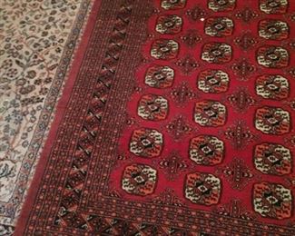 this is a Bokara or Turkman design-all wool-one of three hand knotted Persian carpets