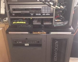 PIONEER COMMERCIAL KARAOKE SET: The LC-V200 LaserKaraoke Autochanger System. SA-V240 Stereo Mixing Amplifier w/DSP, CO-V200 Commander, LC-V200 Autochanger, CB-V2000 System Rack, VO-V180 Bill Box, DM-V230K Unidirectional dynamic microphone. 50 DISC PLAYER.


A SET OF TWO PIONEER 3,000 COMPACT SPEAKERS WITH ADJUSTABLE TRI-POD. Speaker height 13 x Width 20 x Depth 13 inches. Tripod is adjustable up to 5 feet. Padded custom cases and tri-pod included. 