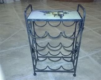A metal wine rack