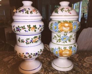 A pair of kitchen storage jars