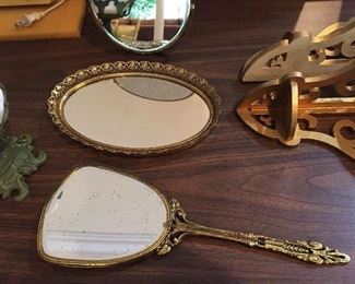Brass mirror and tray