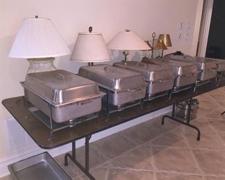 Stainless steel chafers/food dish warmers: catering buffet warmers