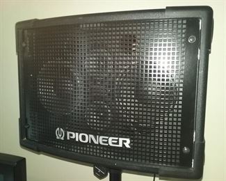 A SET OF FOUR&nbsp;PIONEER SV3,000 COMPACT SPEAKERS WITH CUSTOM CASE AND&nbsp;ADJUSTABLE TRI-POD. Speaker height 13 x Width 20 x Depth 13 inches. Tripod is adjustable up to 5 feet.&nbsp;