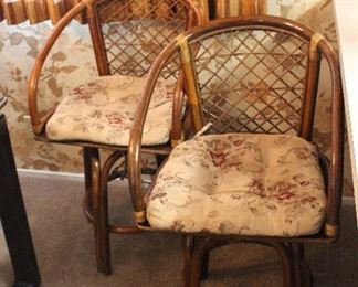 set two retro bamboo stools