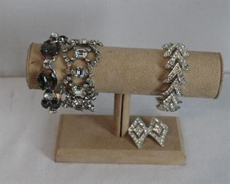 Costume rhinestone jewelry bracelets-earrings