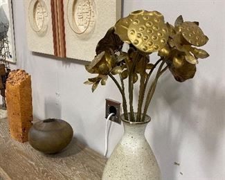 John Lonergan vase with handmade brass flowers
