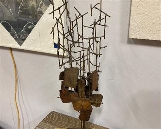 Cordray Parker bronze & copper sculpture mounted on stone base