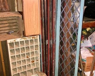 Several antique leaded glass sidelite windows... measuring more than 6 ft. tall!
