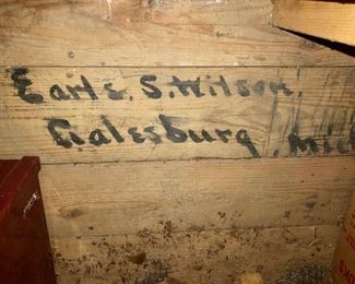 This inscription is on the floor of the large white bead board cabinet in the garage.  NICE local connection!