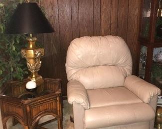 cream colored recliner