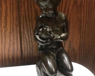 E Borch Bronze - boy with bear