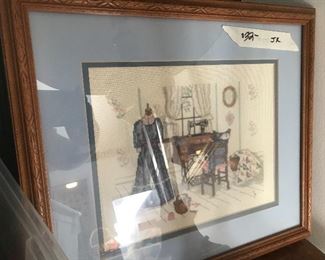 one of several cross stitched pieces
