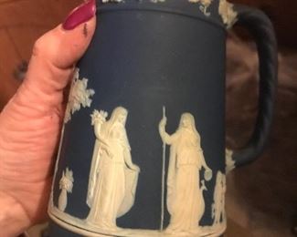 beautiful navy jasperware pitcher