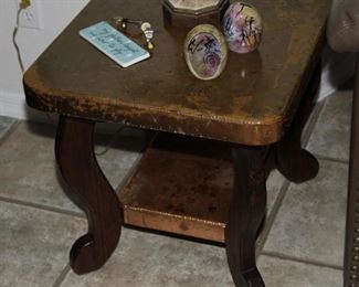 Fantastic copper and wood end table