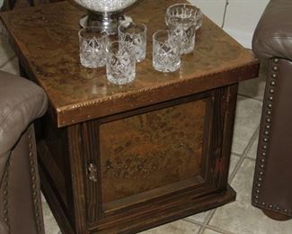 Another copper and wood end table with storage