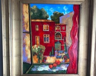 Super sweet original serigraph with red-wine waterfall on the right there