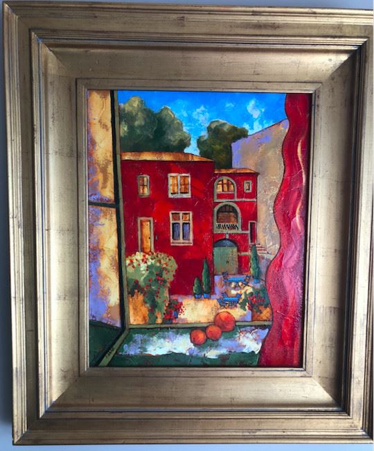 Super sweet original serigraph with red-wine waterfall on the right there